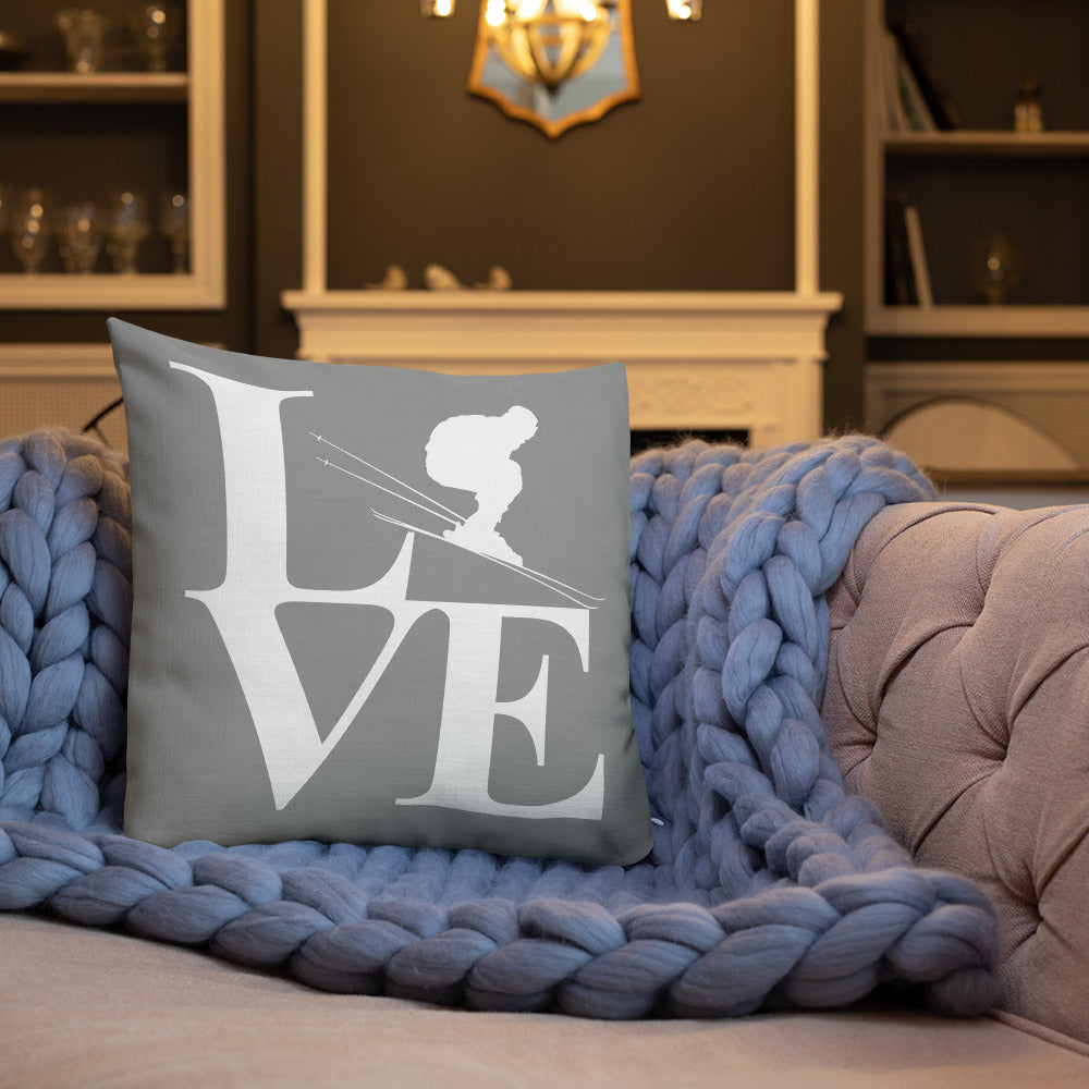 Love Ski Premium Pillow Grey and White - Powderaddicts
