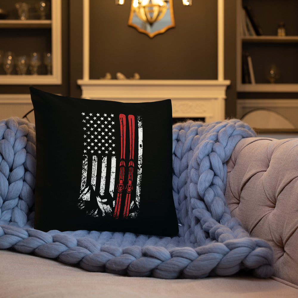 Ski USA Flag Premium Pillow - Powderaddicts