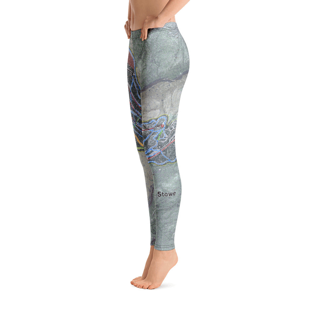 Stowe, Vermont Ski Trail Map - Leggings - Powderaddicts