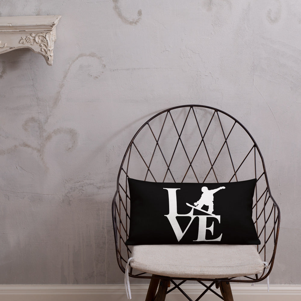 Love Snowboard Premium Pillow Black and White - Powderaddicts