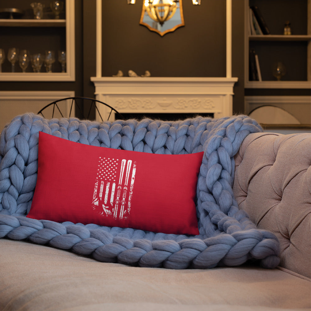 Ski USA Flag Red Premium Pillow - Powderaddicts