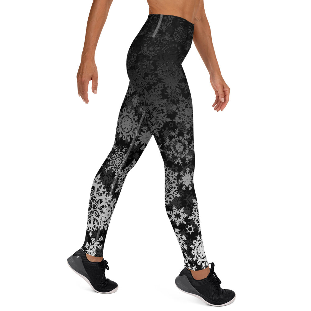 Snow Black and Silver Yoga Leggings - Powderaddicts