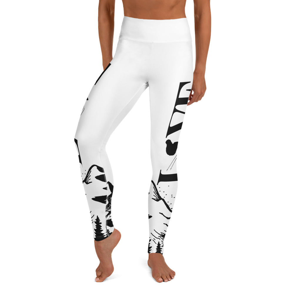 Love Ski White Yoga Leggings - Powderaddicts