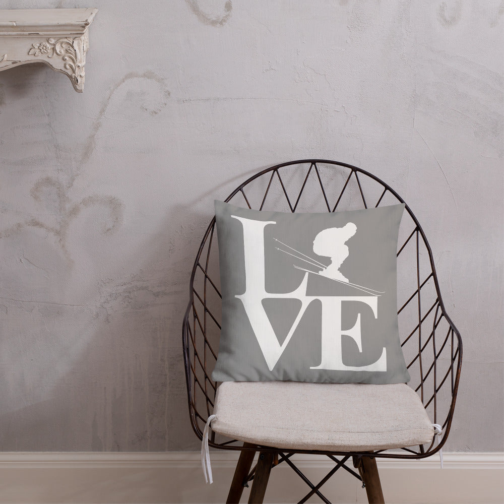 Love Ski Premium Pillow Grey and White - Powderaddicts