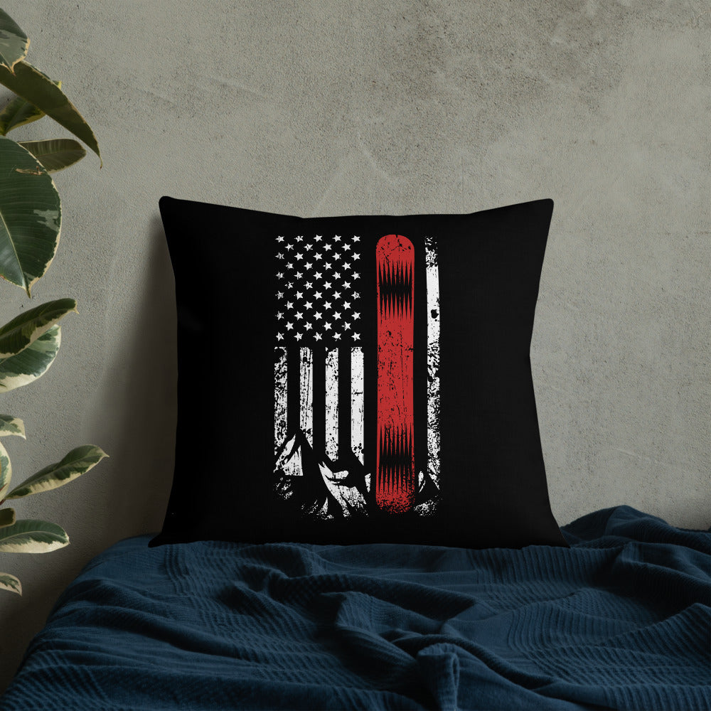 Snowboard USA Flag Premium Pillow - Powderaddicts