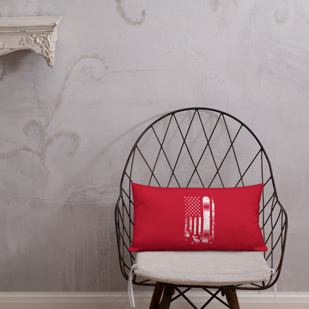 Snowboard USA Flag Red Premium Pillow - Powderaddicts