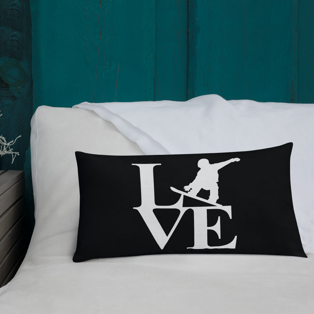 Love Snowboard Premium Pillow Black and White - Powderaddicts