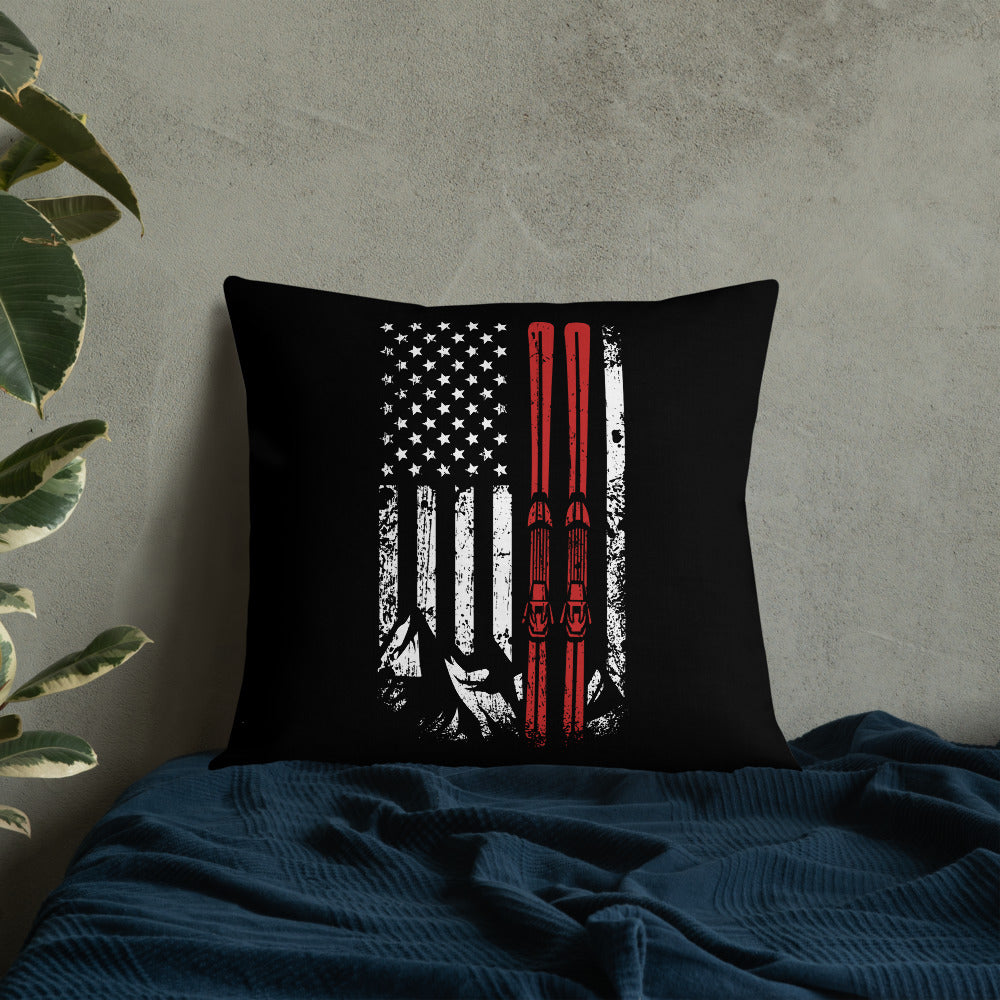 Ski USA Flag Premium Pillow - Powderaddicts