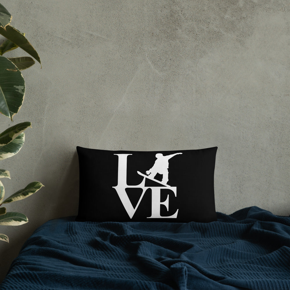 Love Snowboard Premium Pillow Black and White - Powderaddicts