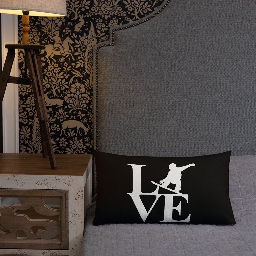 Love Snowboard Premium Pillow Black and White - Powderaddicts