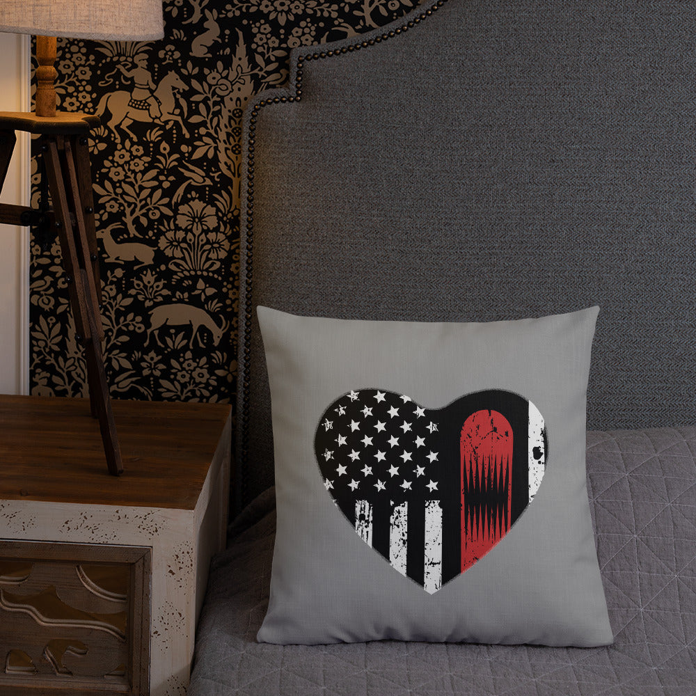 Snowboard USA Heart Flag Grey Premium Pillow - Powderaddicts