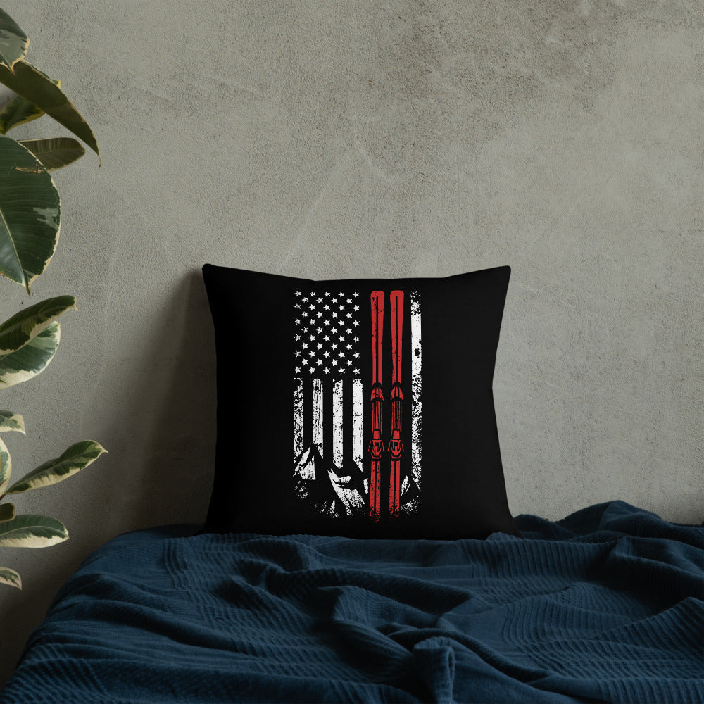 Ski USA Flag Premium Pillow - Powderaddicts
