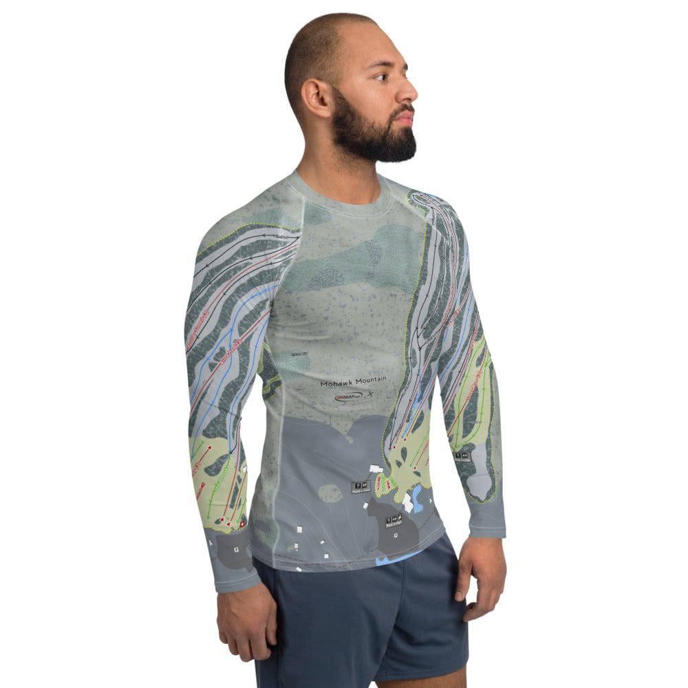 Mohawk Mountain, Connecticut Ski Trail Map Men's Base Layer Top - Powderaddicts