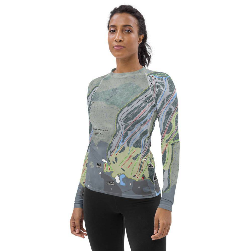 Mohawk Mountain, Connecticut Ski Trail Map Women's Base Layer Top - Powderaddicts