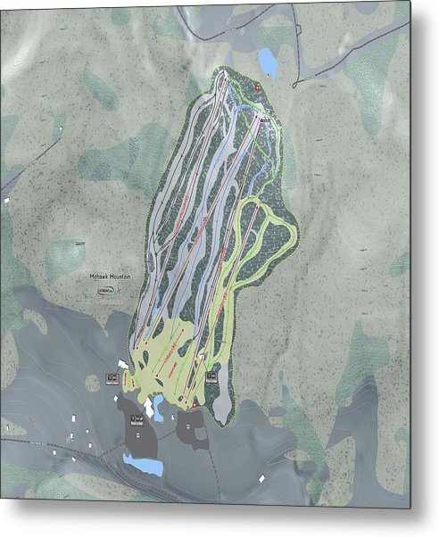 Mohawk Mountain Ski Trail Map - Metal Print - Powderaddicts