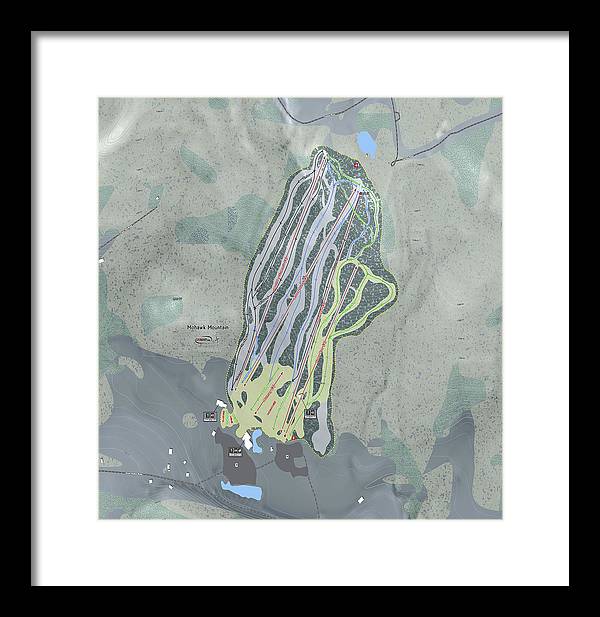 Mohawk Mountain Ski Trail Map - Framed Print - Powderaddicts