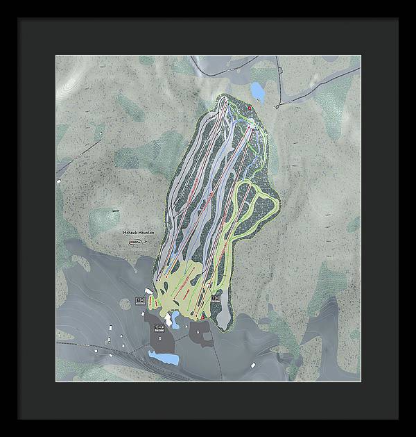 Mohawk Mountain Ski Trail Map - Framed Print - Powderaddicts