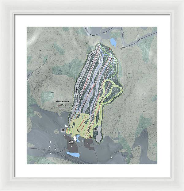 Mohawk Mountain Ski Trail Map - Framed Print - Powderaddicts