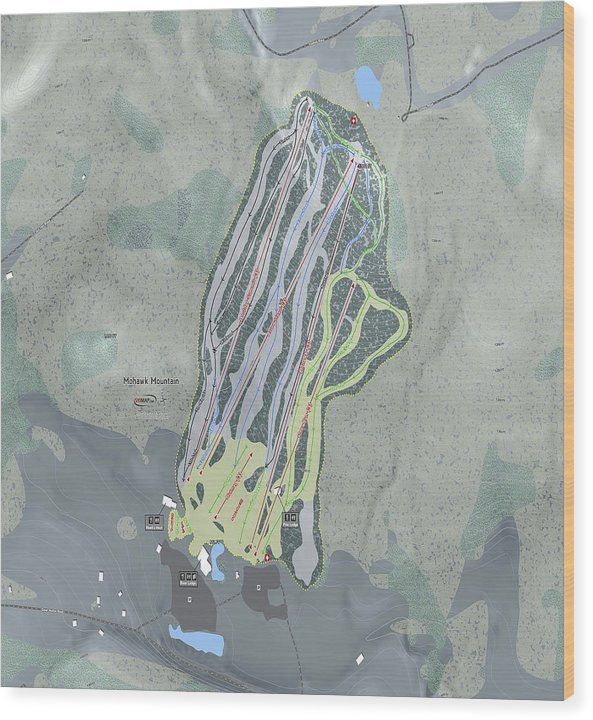 Mohawk Mountain Ski Trail Map - Wood Print - Powderaddicts
