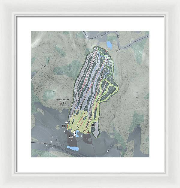 Mohawk Mountain Ski Trail Map - Framed Print - Powderaddicts