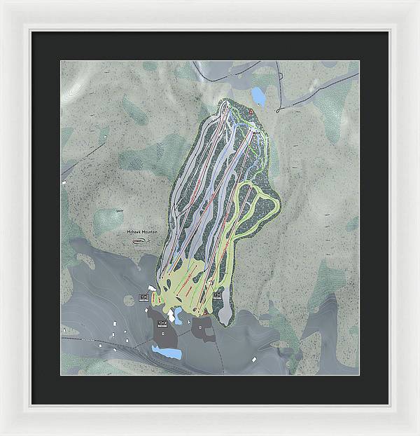 Mohawk Mountain Ski Trail Map - Framed Print - Powderaddicts