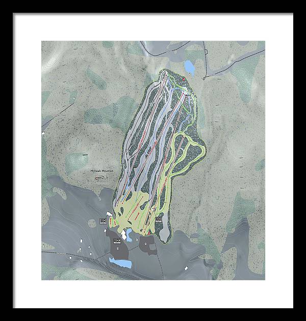 Mohawk Mountain Ski Trail Map - Framed Print - Powderaddicts