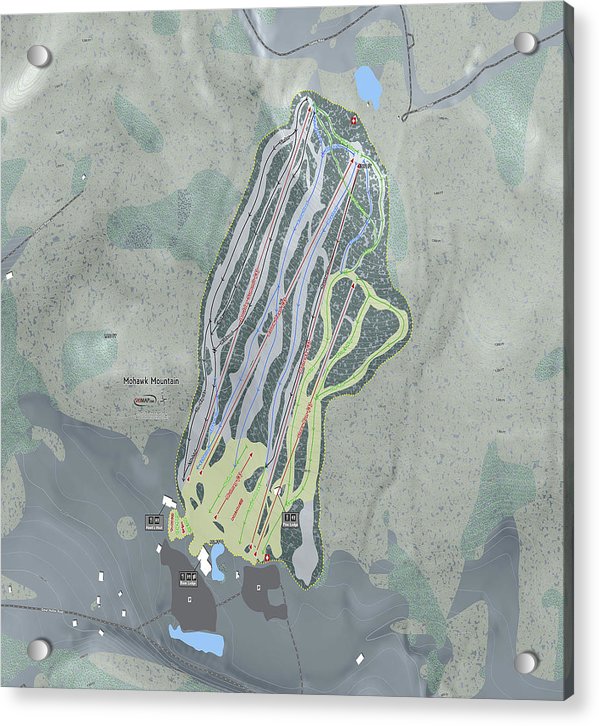 Mohawk Mountain Ski Trail Map - Acrylic Print - Powderaddicts