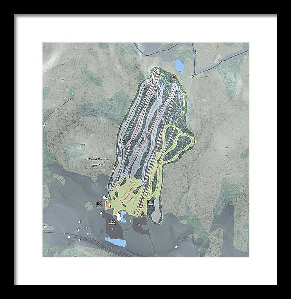 Mohawk Mountain Ski Trail Map - Framed Print - Powderaddicts