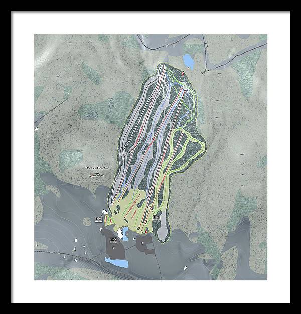 Mohawk Mountain Ski Trail Map - Framed Print - Powderaddicts
