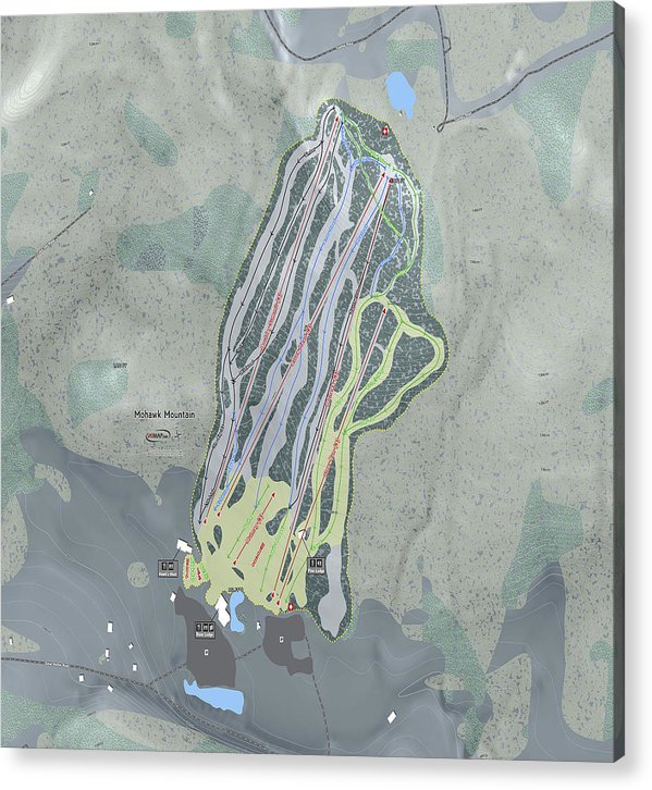 Mohawk Mountain Ski Trail Map - Acrylic Print - Powderaddicts