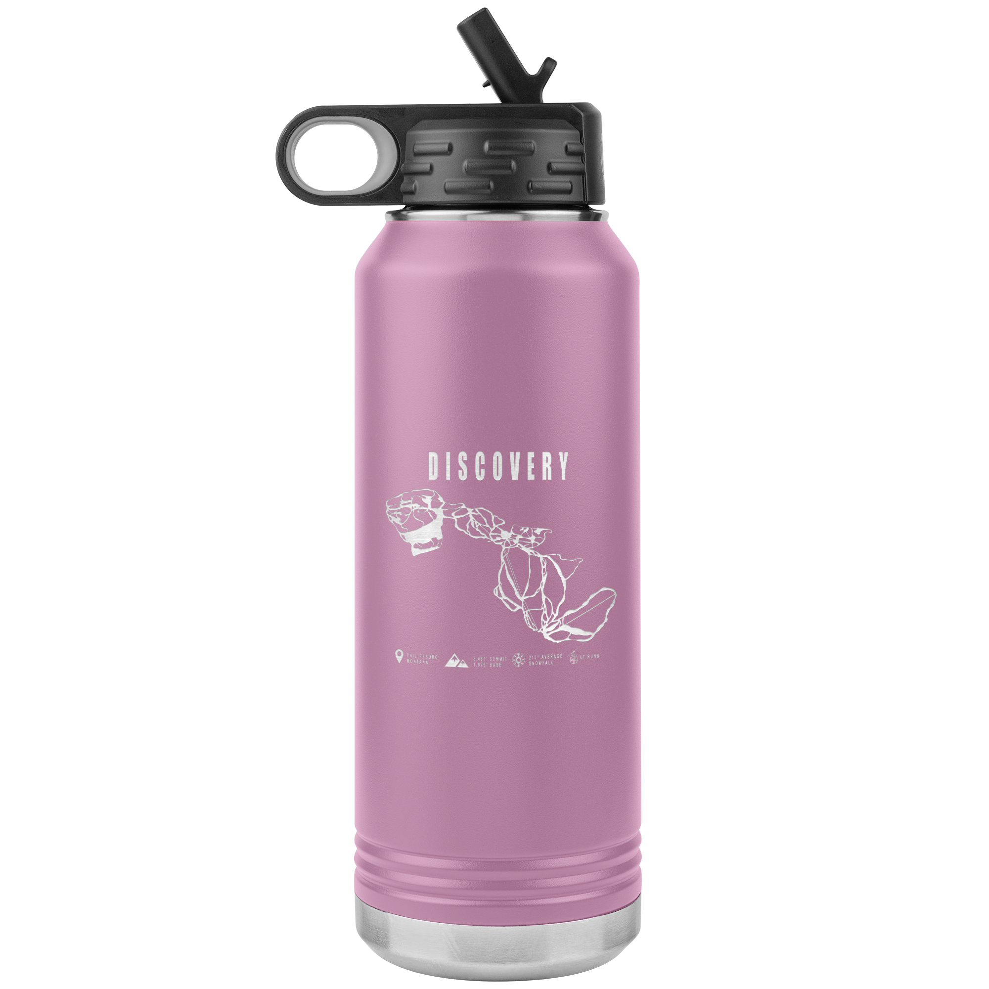Discovery Montana Ski Trail Map 32oz Water Bottle Tumbler - Powderaddicts