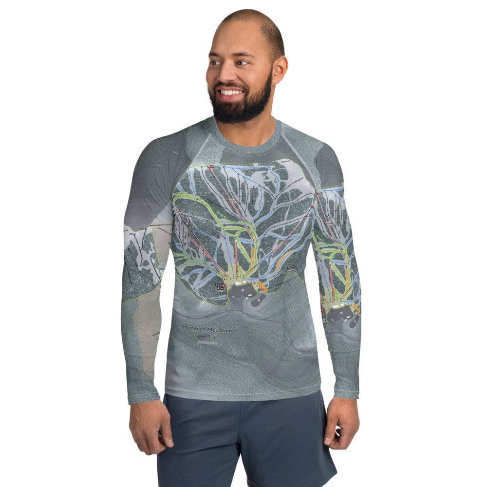 Monarch Mtn, Colorado Ski Trail Map Men's Base Layer Top - Powderaddicts