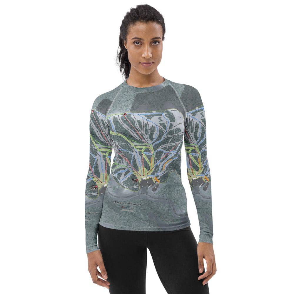 Monarch Mtn, Colorado Ski Trail Map Women&#39;s Base Layer Top - Powderaddicts