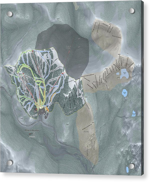 Monarch Mtn Ski Trail Map - Acrylic Print - Powderaddicts
