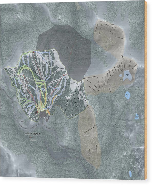 Monarch Mtn Ski Trail Map - Wood Print - Powderaddicts