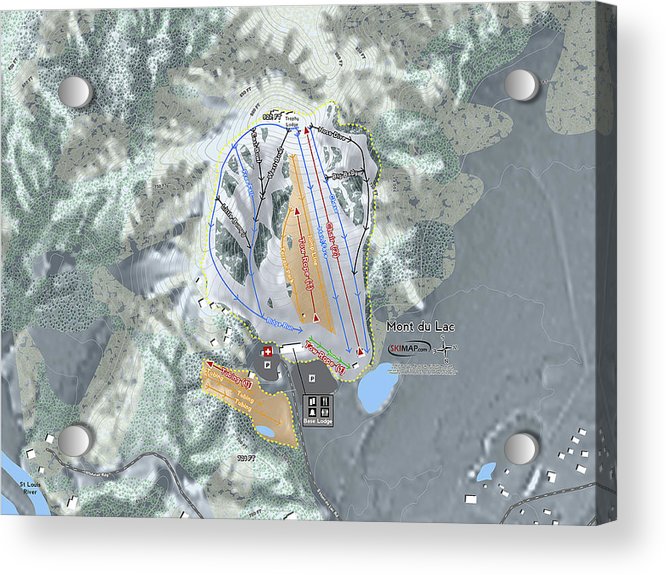 Mont Du Lac Ski Trail Map - Acrylic Print - Powderaddicts