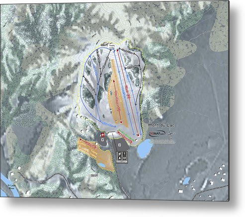 Mont Du Lac Ski Trail Map - Metal Print - Powderaddicts