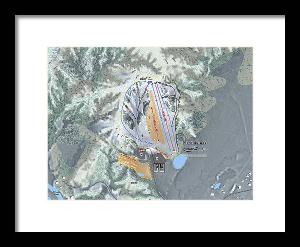Mont Du Lac Ski Trail Map - Framed Print - Powderaddicts