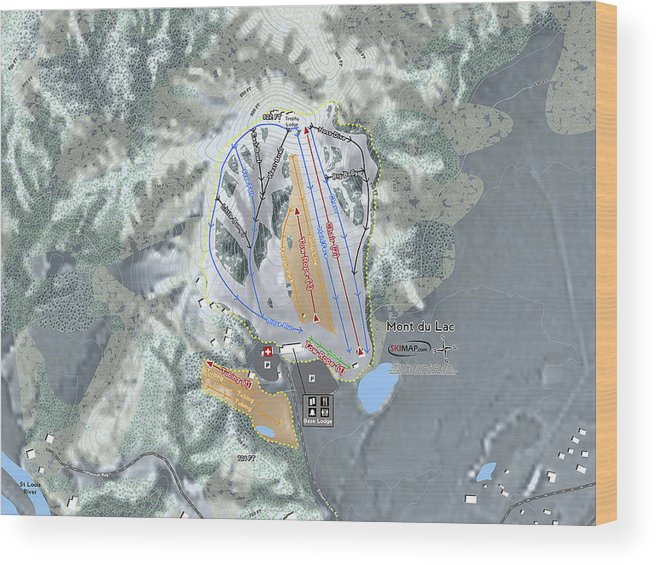 Mont Du Lac Ski Trail Map - Wood Print - Powderaddicts