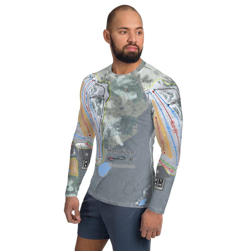 Mont Du Lac, Wisconsin Ski Trail Map Men's Base Layer Top - Powderaddicts