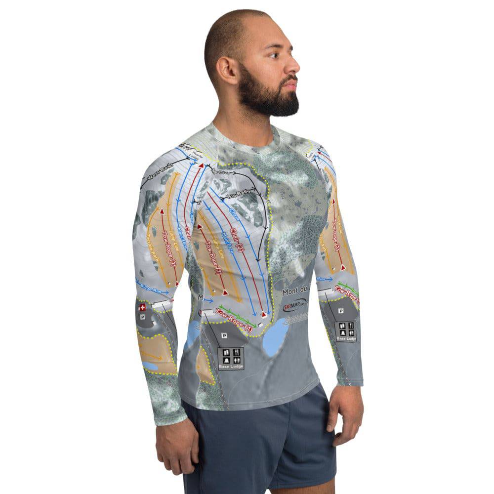 Mont Du Lac, Wisconsin Ski Trail Map Men's Base Layer Top - Powderaddicts