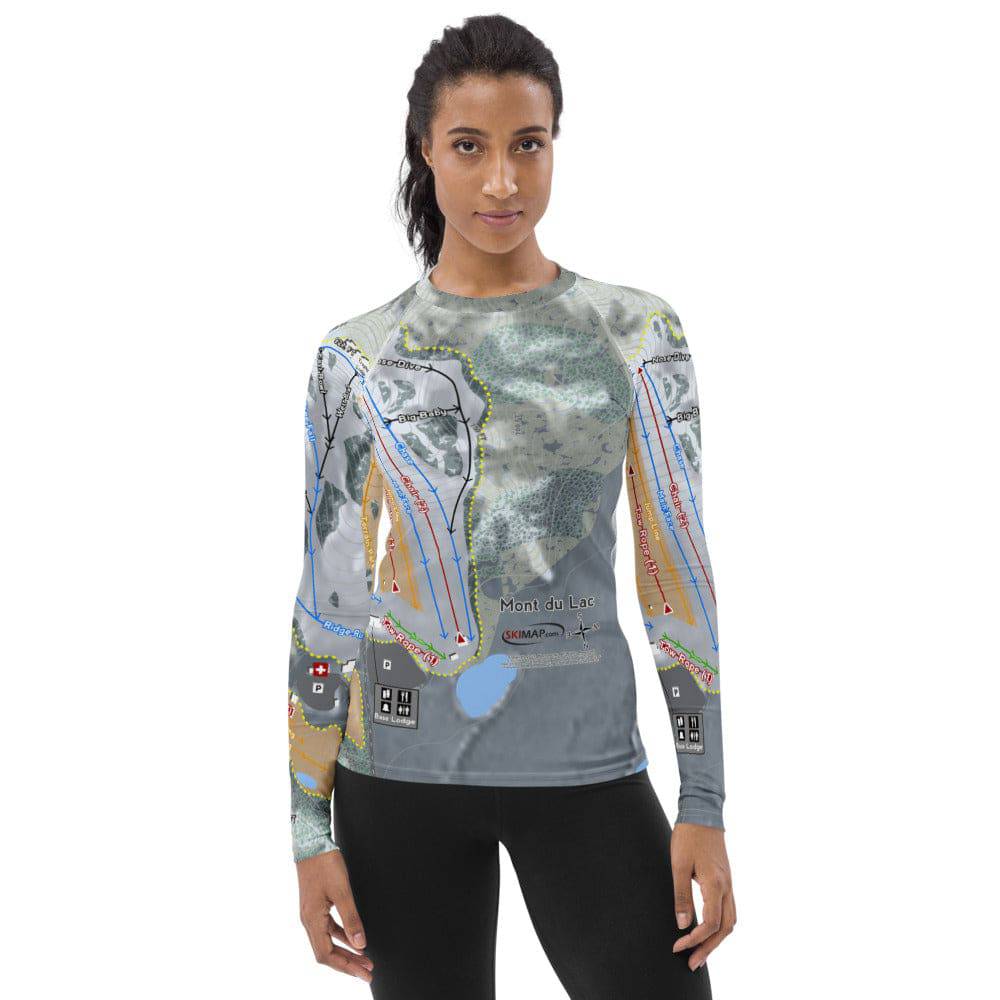 Mont Du Lac, Wisconsin Ski Trail Map Women's Base Layer Top - Powderaddicts