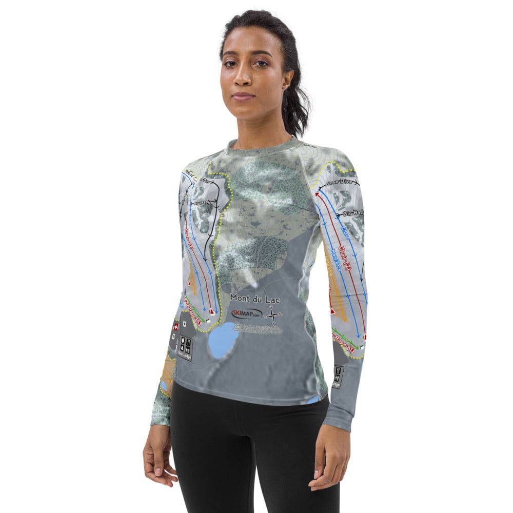 Mont Du Lac, Wisconsin Ski Trail Map Women's Base Layer Top - Powderaddicts