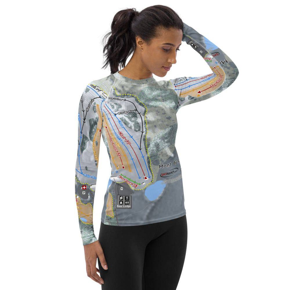 Mont Du Lac, Wisconsin Ski Trail Map Women's Base Layer Top - Powderaddicts