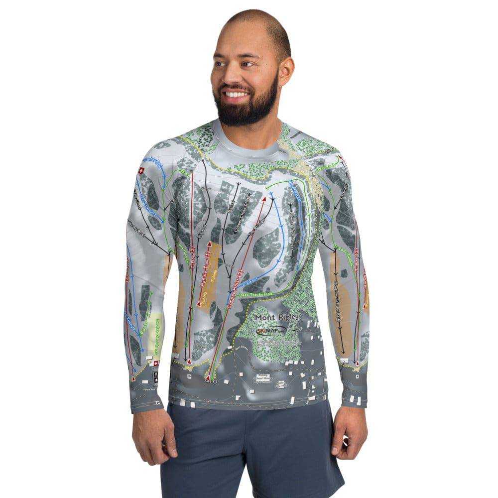 Mont Ripley, Michigan Ski Trail Map Men's Base Layer Top