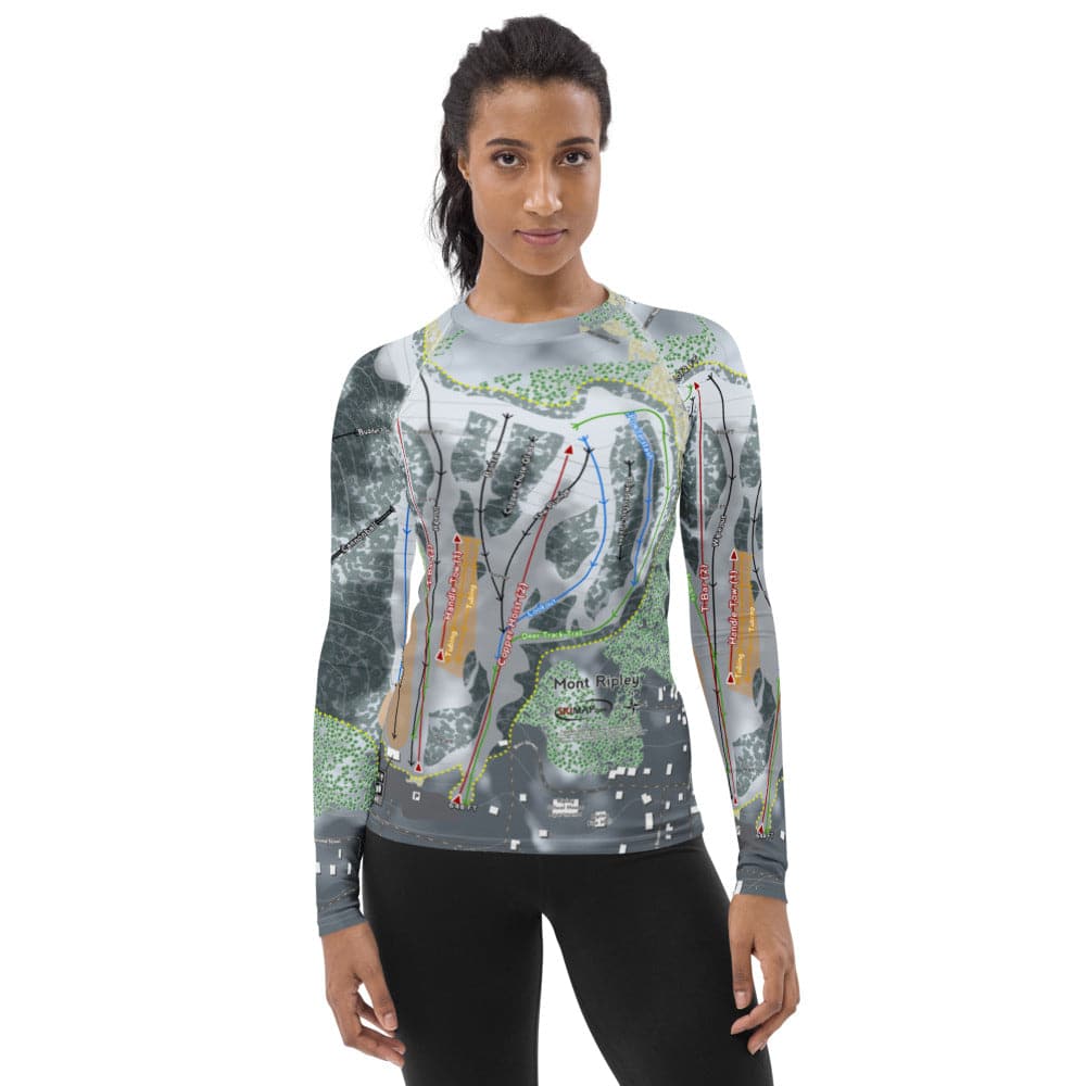 Mont Ripley, Michigan Ski Trail Map Women's Base Layer Top