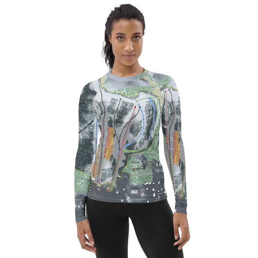 Mont Ripley, Michigan Ski Trail Map Women's Base Layer Top - Powderaddicts