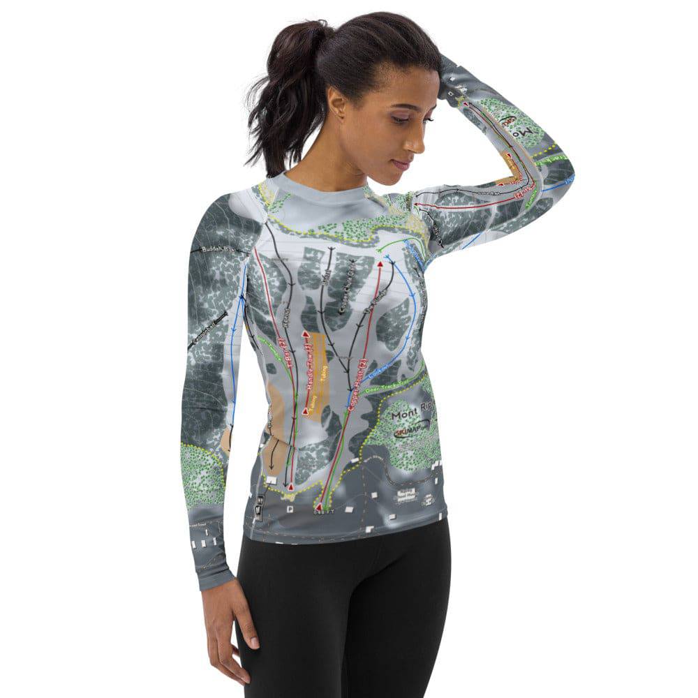 Mont Ripley, Michigan Ski Trail Map Women's Base Layer Top - Powderaddicts