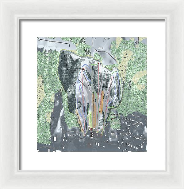Mont Ripley Ski Trail Map - Framed Print - Powderaddicts