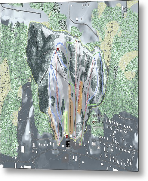 Mont Ripley Ski Trail Map - Metal Print - Powderaddicts